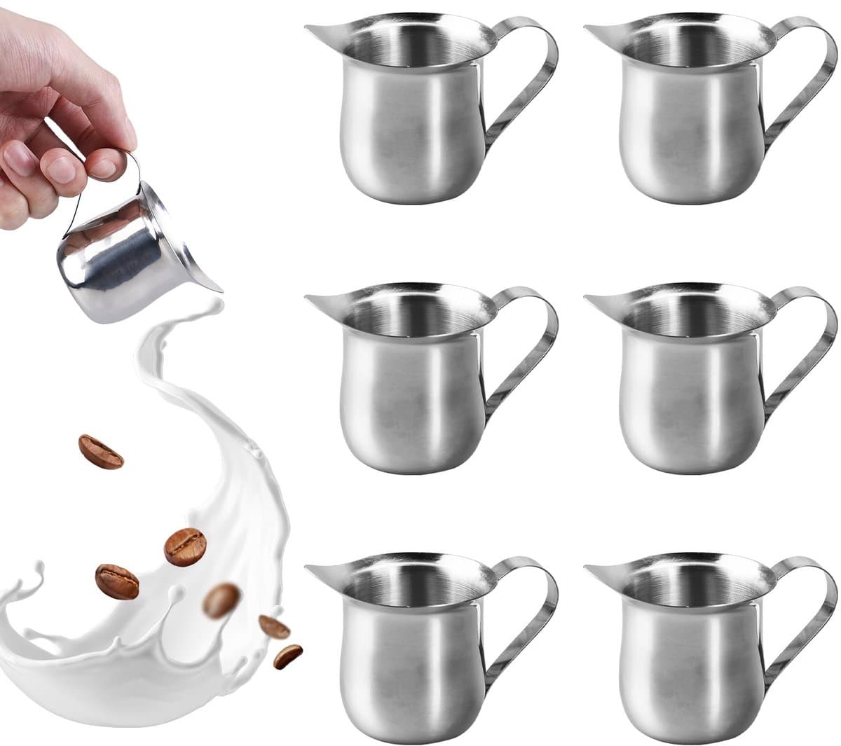 Dailygoods- Melkkannetje 800 ml - Melkkannetje RVS - Opschuimkan - Espressokannetje - Barista Melkkannetje - Hittebestendig en vuilafstotend - Melkkan — afbeelding 1