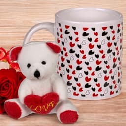 Mok met Hart en Pluche Teddybeer - 380 ml Koffiemok, Theebeker, Aardewerk Handvat, Souvenir voor Verliefden — thumbnail 3