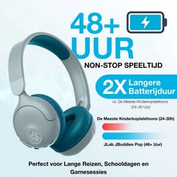 JLab JBuddies Draadloze Kinderkoptelefoon - Hoofdtelefoon Kinderen Draadloos & Bedraad (2-in-1) - 85 dB Veilig Volumebegrenzer - 50+ uur - Met Microfoon - Bluetooth - Vanaf 2 jaar – Koptelefoon Kinderen - Blauw — thumbnail 2