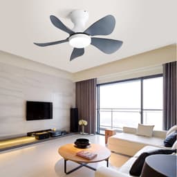 Plafondventilator Met Lamp - Ø 29 inch - Stille ventilator - 5 Hout Bladen - Dimbare lamp met 3 lichtstanden - 6 standen voor de windkracht - Met Afstandsbediening - LED's Light - Wit — thumbnail 4