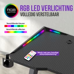 Avalo Gaming Bureau - 120x60x73 CM - Game Desk Met LED Verlichting - Gaming Desk - Tafel - Zwart — thumbnail 3