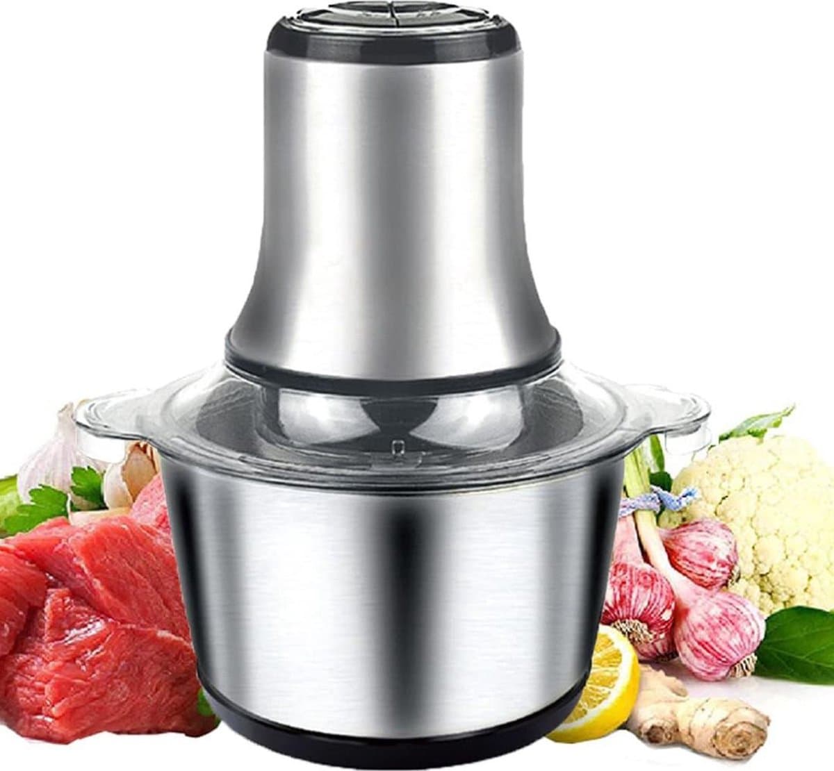 MKSS® Foodprocessor - Elektrische Groentesnijder Multifunctioneel - Vleesmolen - Gehaktmolen - RVS - Top Kwaliteit - Zilver — afbeelding 1
