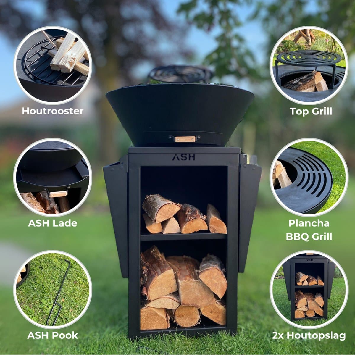 ASH - Phoenix - XXL - Plancha barbecue met grillring - Buitenkoken - Plancha BBQ - Plancha Bakken - Zwart - Grillring - Extra groot — afbeelding 1