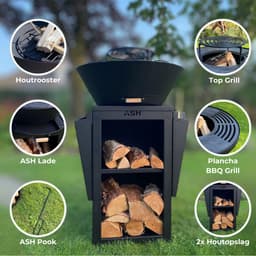 ASH - Phoenix - XXL - Plancha barbecue met grillring - Buitenkoken - Plancha BBQ - Plancha Bakken - Zwart - Grillring - Extra groot — thumbnail 1