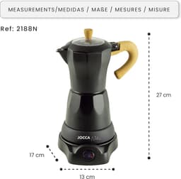 Italiaans koffiezetapparaat serie Nature Black 6 kopjes draadloze kan elektrische bodem 360 graden rotatie koud handvat automatische uitschakeling houdt warmte vast - zwart — thumbnail 4