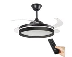 Plafondventilator met licht, stil, intrekbare bladen, 6 snelheden, DC-motor, afstandsbediening InnovaGoods