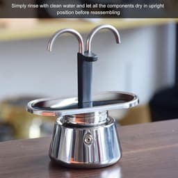Kookplaat Koffiemachine 2 Kopjes RVS Moka Pot 100ML - Dubbele Buis Espresso Maker voor Buitenreizen - Geniet van Heerlijke Koffie Snel & Makkelijk — thumbnail 5