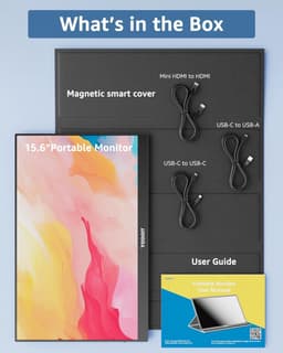 MELVRA Draagbare Monitor - 15.6 inch - Portable Monitor - 1920x1080 FHD - IPS Display - USB-C & Mini HDMI - Ingebouwde Luidsprekers - Inclusief Smart Cover - Laptop MacBook PC PS5 Xbox — thumbnail 4