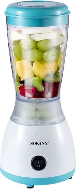 Sokany, Mini-Blender 500ml 300W Multifunctioneel met roestvrijstalen messen, Wit / Blauw — thumbnail 1
