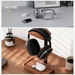 Notenhouten Koptelefoon Standaard - Koptelefoon houder - Headset houder - Gaming Headset Stand - Met Opbergbasis - Hoofdtelefoon Standaard Bureau - Koptelefoon Standaard Universeel — thumbnail 4