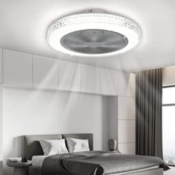 Glitzerlife-Plafond ventilator met verlichting – LED ventilator plafondlamp met afstandsbediening –Stille plafondventilator – Ø48,5 cm – dimbaar – kristal – zomer- en winterstand – voor woonkamer en slaapkamer — thumbnail 1
