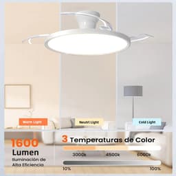 IRALAN Ceiling Lights with Fan Smart Retractable Fan Blade Home Electric Fan Dimmable with Remote Control Led Living Room Light — thumbnail 5