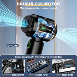 CLVP® Kruimeldief Draadloos - Auto Stofzuiger - Handstofzuiger - Zwart — thumbnail 2