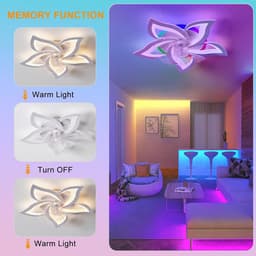 5 Sterren Plafondlamp Met Ventilator - RGB - 12 Kleuren - Met Afstandsbediening - Smart lamp - Dimbaar Met App - 6 Standen Ventilator - Woonkamerlamp - Moderne lamp - Plafoniere — thumbnail 2