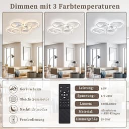 Plafondventilator met Dimbare LED Verlichting en 6 Snelheden, 100cm — thumbnail 4