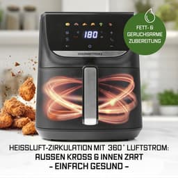 GOURMETmaxx AirGenius heteluchtfriteuse - 5,5 l Airfryer | Friteuse met 7 programma's | Minibakoven - Vetarm en lekker voor 3-5 personen | Heteluchtfriteuse met kleurendisplay, led-touchscreen — thumbnail 4