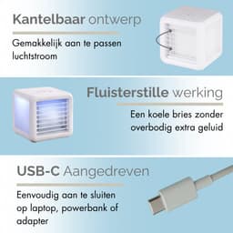 Lifetime Air Mini Air Cooler - Luchtbevochtiger Aircooler met 2 Koelelementen - Luchtkoeler met Water en 3 Standen - Mobiele Airconditioning zonder Slang voor Slaapkamer - 16 x 16 x 16,5 cm — thumbnail 5