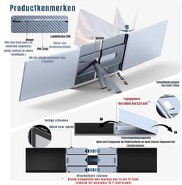 RONN® Professionele Portable Monitor Pro 2024 - Full HD - 13” / 17,4” Tri-Screen - Laptop Scherm Uitbreider - Zilver - ‎35cm x 21cm x 3cm — thumbnail 5