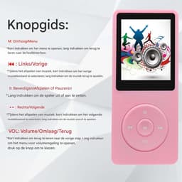 carmdering - MP3 Speler/MP4 - 16GB Geheugen- Ondersteuning tot 128 GB – Ingebouwde Luidspreker, en E-Book Functie- roze — thumbnail 3