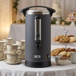 HCB® - Professionele Horeca Percolator - 8,7 liter - 55 kopjes - zwart - 230V - RVS / INOX Perculator - Elektrisch koffiezetapparaat - Volautomatische koffiemachine - 25x30x50.5 cm (DxBxH) - 2.70 kg - 1352 — thumbnail 3