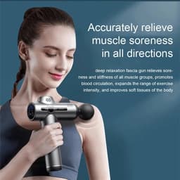 Elektrisch massagepistool, handmassageapparaat, spiermassageapparaat + 6 massagekoppen, 30 instelbare snelheidsniveaus, LED-display, zwart. — thumbnail 3