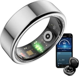 Focus® S1 Smart Ring - Zilver - Maat 7 - Hartslag - Menstruatiecyclus - Slaap Monitor - Slimme Ring - Sport Prestatie - Stappenteller -IP68 Waterdicht - O2 Meting - Dames - Heren - Wearables - Oplaad Case - beschermring — thumbnail 1