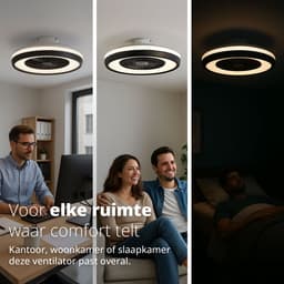 FlinQ LumiFan Ø50 cm Smart Plafondventilator met Verlichting - Lamp met 16 Miljoen Kleuren - Ventilator voor aan het Plafond - Ideaal voor op de Slaapkamer - Bestuurbaar met App of Afstandsbediening — thumbnail 5