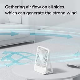 Bureauventilator - Draagbare Ventilator - Kleine Ventilator - Opvouwbare Ventilator - Ventilator Tafelmodel - Oplaadbare Ventilator - Stille Ventilator - USB Ventilator - Mini Ventilator - Ventilator Voor Bureau - 4500mAh - 4 Snelheden - Wit — thumbnail 4