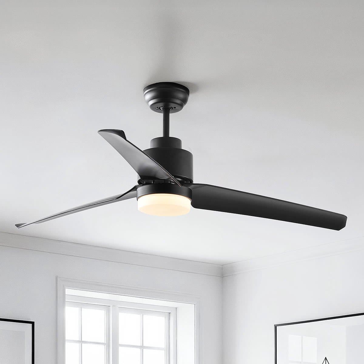 Zwarte plafondventilator met afstandsbediening incl. LED - Akira — afbeelding 1