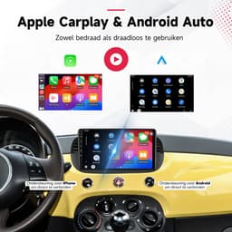 Boscer Autoradio - Geschikt voor Fiat 500 2007-2015 - Android 15 - Apple Carplay & Android Auto (Draadloos) - 4+64GB - 9 Inch HD IPS Touchscreen - GPS, WIFi, Bluetooth, USB, MP5 - Wit/Beige - Achteruitrijcamera & Microfoon — thumbnail 3