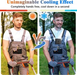 Draagbare heupventilator, oplaadbare batterij, maximale gebruiksduur van 40 uur, 5 snelheden, sterke luchtstroom, handsfree nekventilator, persoonlijke draagbare ventilator met riemclip voor aan shirt, voor buiten, (zwart) — thumbnail 4