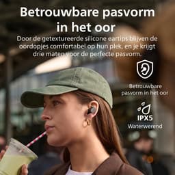 PHILIPS TAT5000BK/00 oordopjes - Perfect, natuurlijk geluid Noise Canceling Pro (Ruisonderdrukking) - 40 uur afspreeltijd - Multi-Point verbinding - App control - 6-mic-technologie - Betrouwbare pasvorm voor in het oor - Zwart — thumbnail 3
