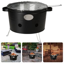 Draagbare Barbecue - Camping Grill - BBQ - 300mm-345mm, 200mm Hoog - 2 Handvaten - Mat Zwart - Voor Park, Strand, Balkon - Inclusief EBOOK — thumbnail 1