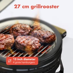 KitchenBrothers Kamado BBQ - 13 Inch Houtskool Barbecue - 27⌀ cm - PFAS-vrij - Deluxe Set - Egg BBQ met Accessoires inclusief Hoes - Vaderdag Cadeau - Zwart — thumbnail 4