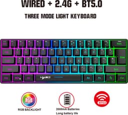 HXSJ L500 - Draadloze Gaming Toetsenbord - RGB - Tri mode - Qwerty Toetsenborden - Zwart — thumbnail 3