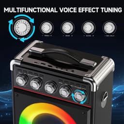 Karaoke Set Volwassenen – Draagbare Bluetooth Speaker Partybox – 2 Draadloze Microfoons – Bluetooth 5.0 – 16.5cm Subwoofer – 3D Geluid & Afstandsbediening — thumbnail 3