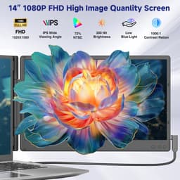 Siaviala P6 14" Laptop Monitor | Plug & Play via Type-C | 180° Draaibaar | FHD 60Hz | Universele Compatibiliteit Laptop & Smartphone | 200% Productiviteit | Compatibel met Mac/Windows/PS5 | Extended/Mirrored Mode | Inclusief Alle Kabels — thumbnail 4