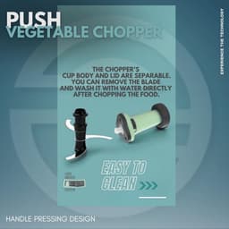 Foodchopper 900ml met 4 Rvs Messen voor Groente, Aardappelen, Ui en Salade — thumbnail 5