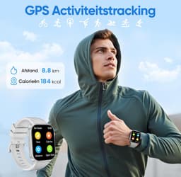 Synyq Axis GPS Smartwatch Dames en Heren - GPS 5 satellieten - Waterdicht - Belfunctie - Stappenteller - Hartslagmeter - Slaapmonitor - Multisport - Geschikt voor Android en iOS - Zilver — thumbnail 2