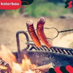 KOTARBAU® 5 Stuks Grillspiesen, Staal, 100 cm, Spiesen met Houten Handvat, met Haak, Lange Spiesen, Kampvuur Vork, Stevige Grillspiesen — thumbnail 2