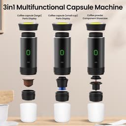 Draadloze Draagbare Espresso Machine - 3-in-1 Oplaadbare Koffiemaker voor Capsules en Poeder - 7500mAh - Geschikt voor Reis, Camping, Auto en Kantoor - Groen — thumbnail 5