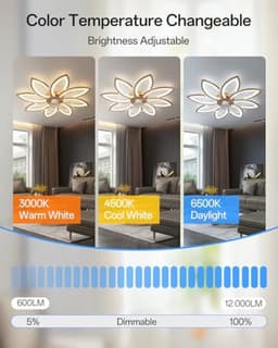 Dimbare Plafondventilator 90 cm met Licht - Zeer Stille en Moderne DC Motor voor Slaapkamer en Keuken — thumbnail 5