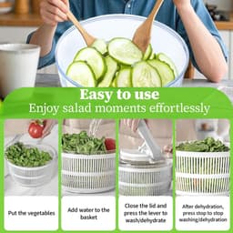 Multifunctionele Saladewasmachine - Keukensaladespinner met Afdruiprek en Vergiet — thumbnail 2
