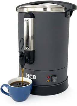 HCB® - Professionele Horeca Percolator - 14,3 liter - 95 kopjes - zwart - 230V - RVS / INOX Perculator - Elektrisch koffiezetapparaat - Volautomatische koffiemachine - 33x37x46 cm (DxBxH) - 3.10 kg - 1353 — thumbnail 1