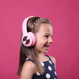 PowerLocus PLED Draadloze Koptelefoon Over-Ear voor Kinderen - LED lampjes - met Microfoon - Micro SD poort - Roze — thumbnail 3
