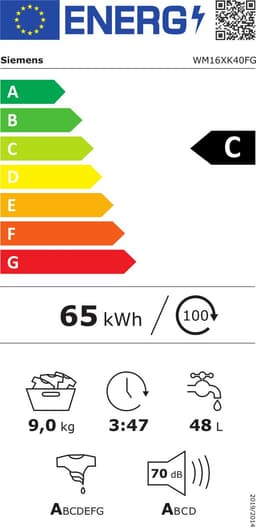 Siemens iQ700 WM16XK40FG, Voorbelading, 9 kg, A, 70 dB, 1600 RPM, C - Automatisch doseren - Zeer stil — thumbnail 2
