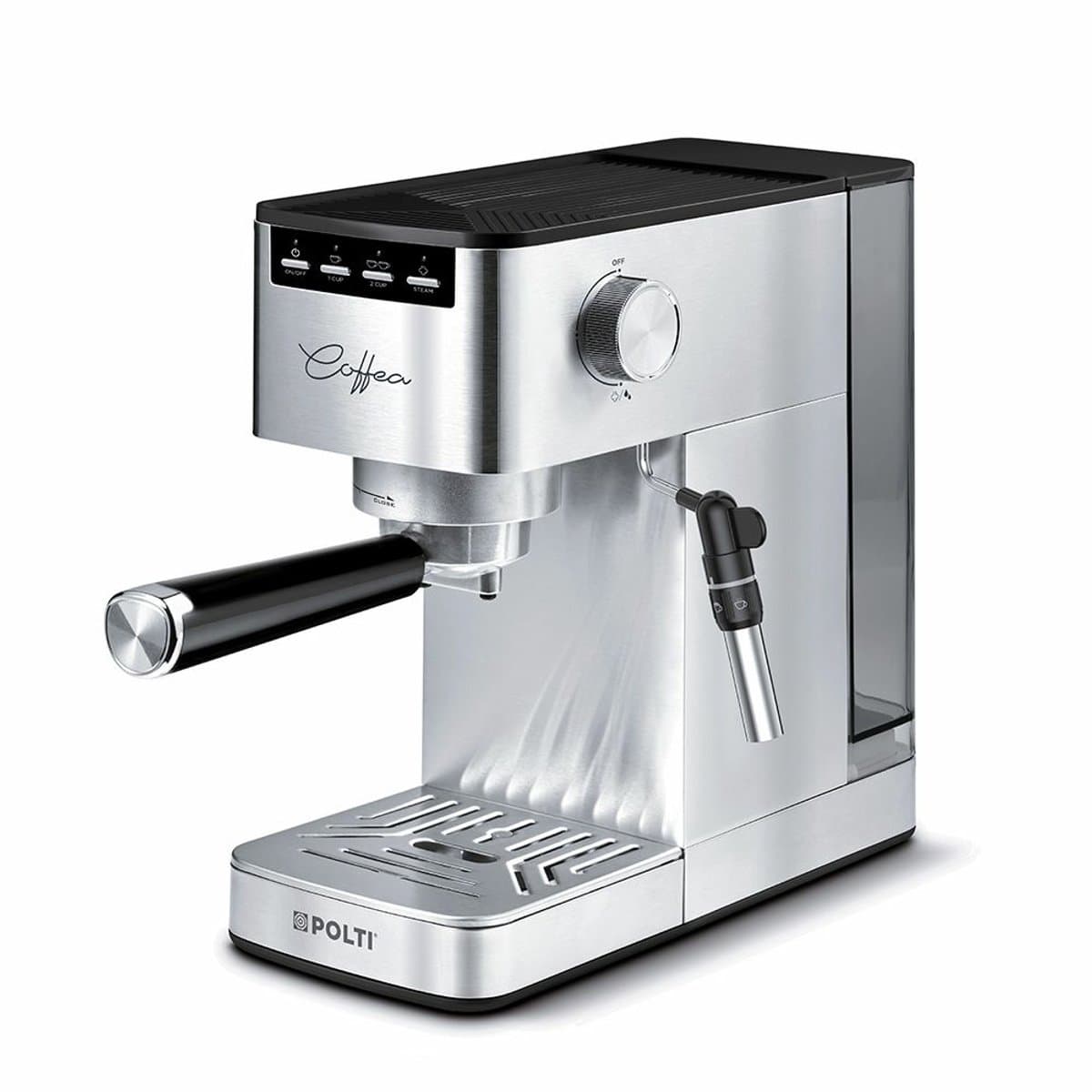 Polti Coffea P10S Espressomachine – Pistonmachine met Stoompijp – 15 bar – 1,3L – RVS — afbeelding 1