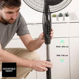 Elegante Statiefventilator met Oscillerend Systeem | 40 cm | 3 Snelheden | Verstelbare Hoogte | Handmatig Kantelbaar | Draaghandvat — thumbnail 2