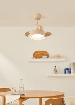 CREATE - Plafondventilator 40W Ø55cm stil met intrekbare bladen met licht - Zand / Linnen zand - WIND CLEAR LAMP — thumbnail 4