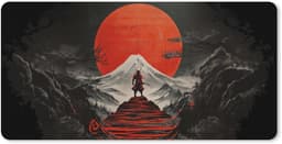 Muismat XXL 80x40 cm - Bureau onderlegger - Bureau mat Krijger - Rode trappen - Zon - Berg - Bureaumat - Gaming mousepad xl - Bureaulegger groot - Computer deskmat — thumbnail 1